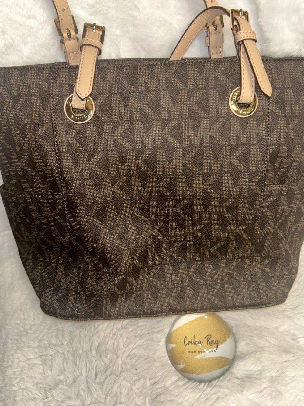 Michael Kors Brown Signature Jet Set Tote - Picture 3 of 16